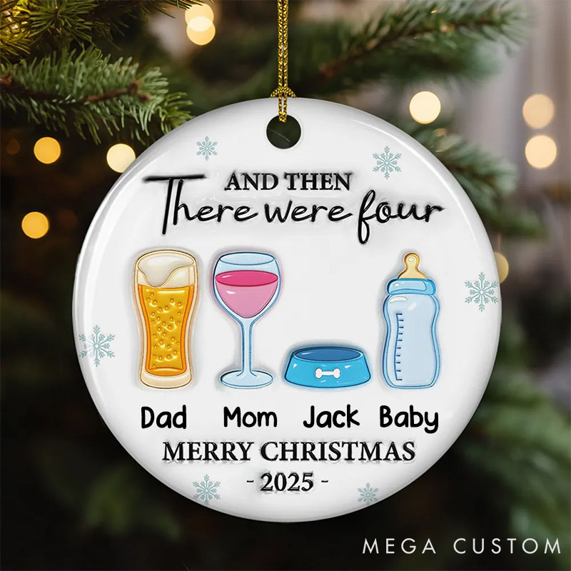 Personalized Dog Lover and Then There Were Four Christmas Ornament
