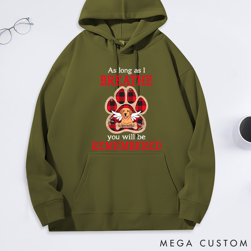 Personalized Dog Lover as Long as I Breathe You will be Remembered Classic Hoodies