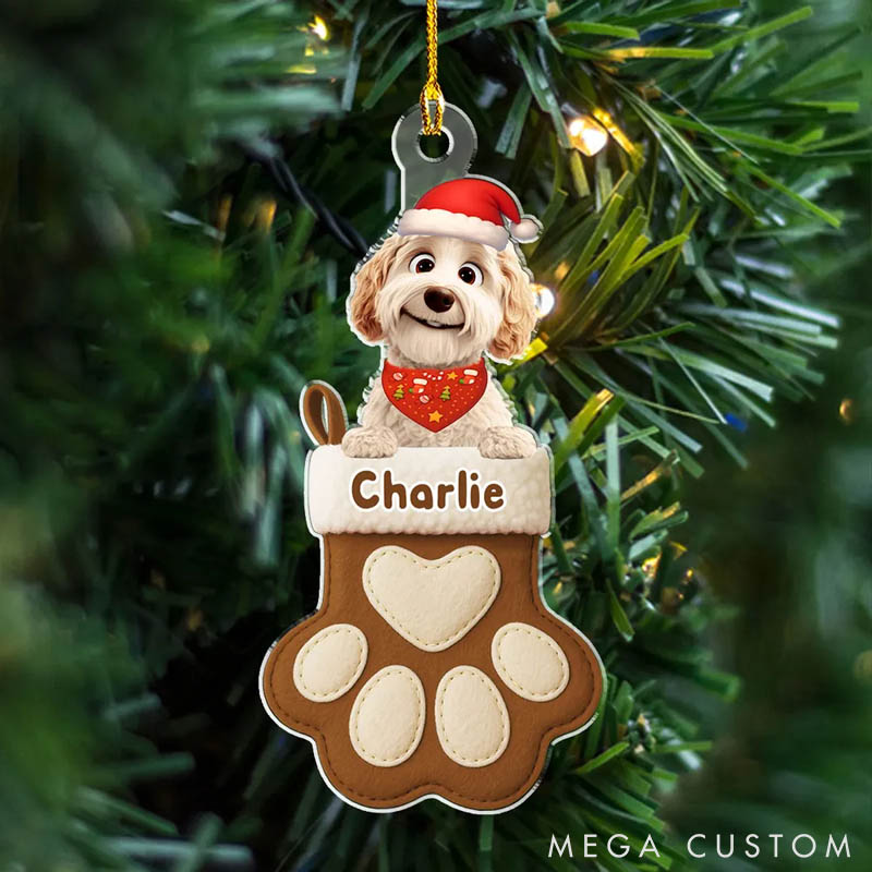 Personalized Dog Lover in Stocking Christmas Ornament