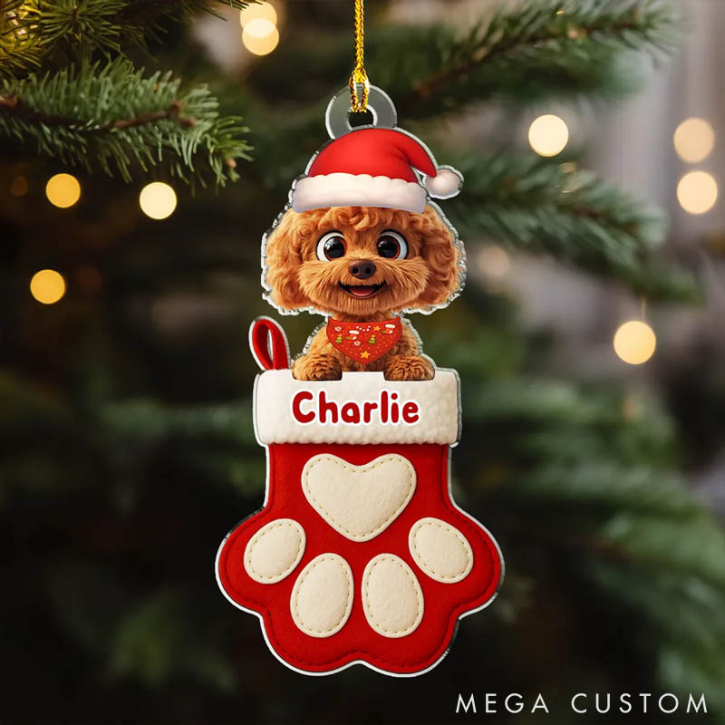 Personalized Dog Lover in Stocking Christmas Ornament