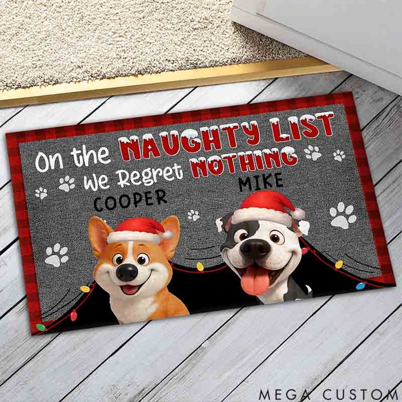 Personalized Dog Lover on Naughty List Doormat