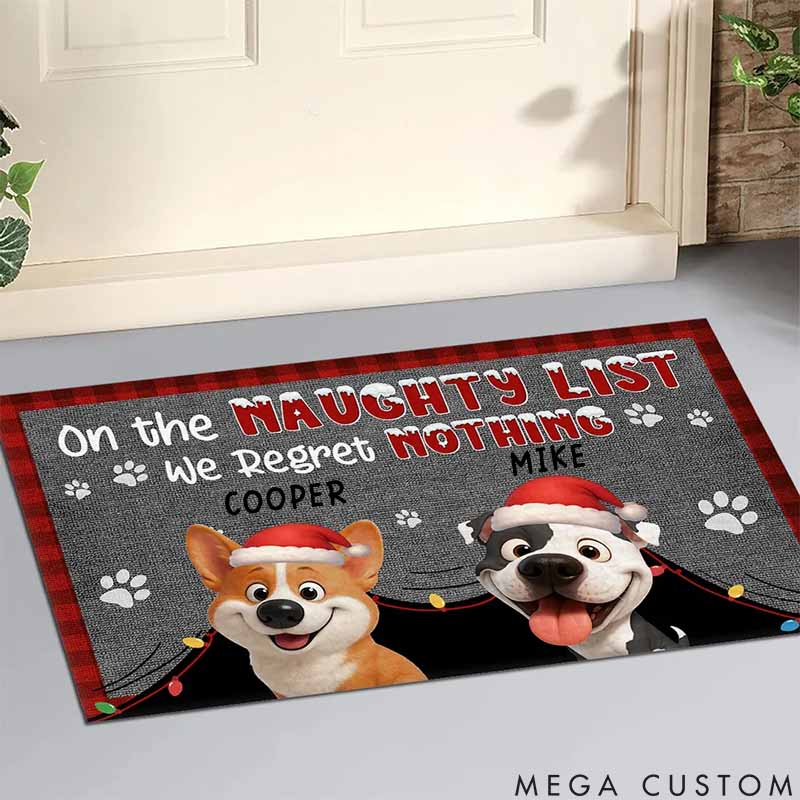 Personalized Dog Lover on Naughty List Doormat