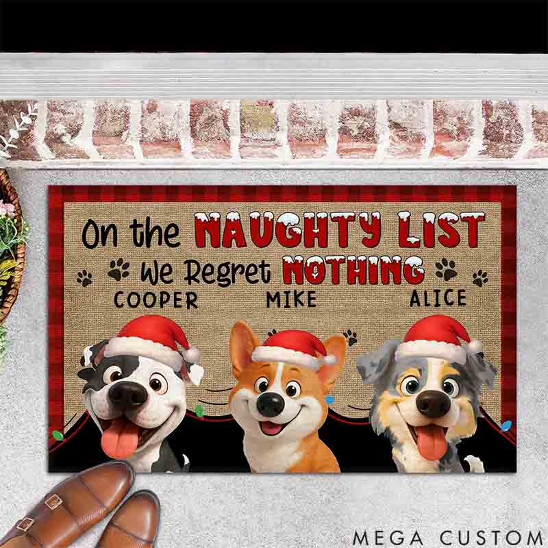 Personalized Dog Lover on Naughty List Doormat