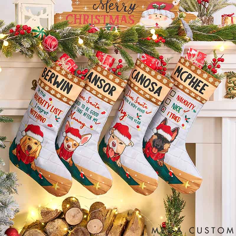 Personalized Dog Lover on the Naughty List I Regret Nothing Christmas Stockings