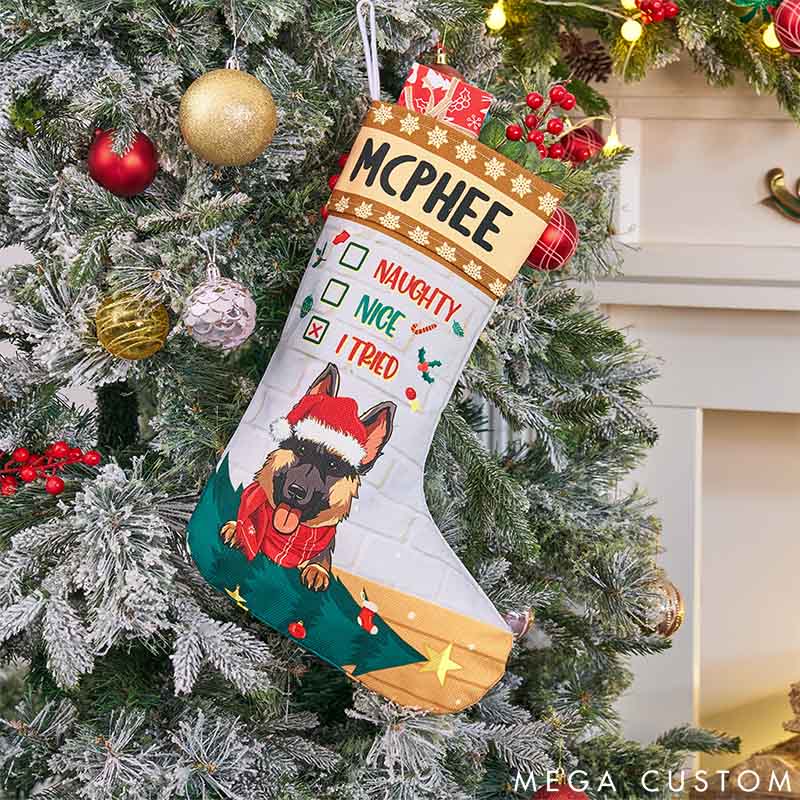 Personalized Dog Lover on the Naughty List I Regret Nothing Christmas Stockings