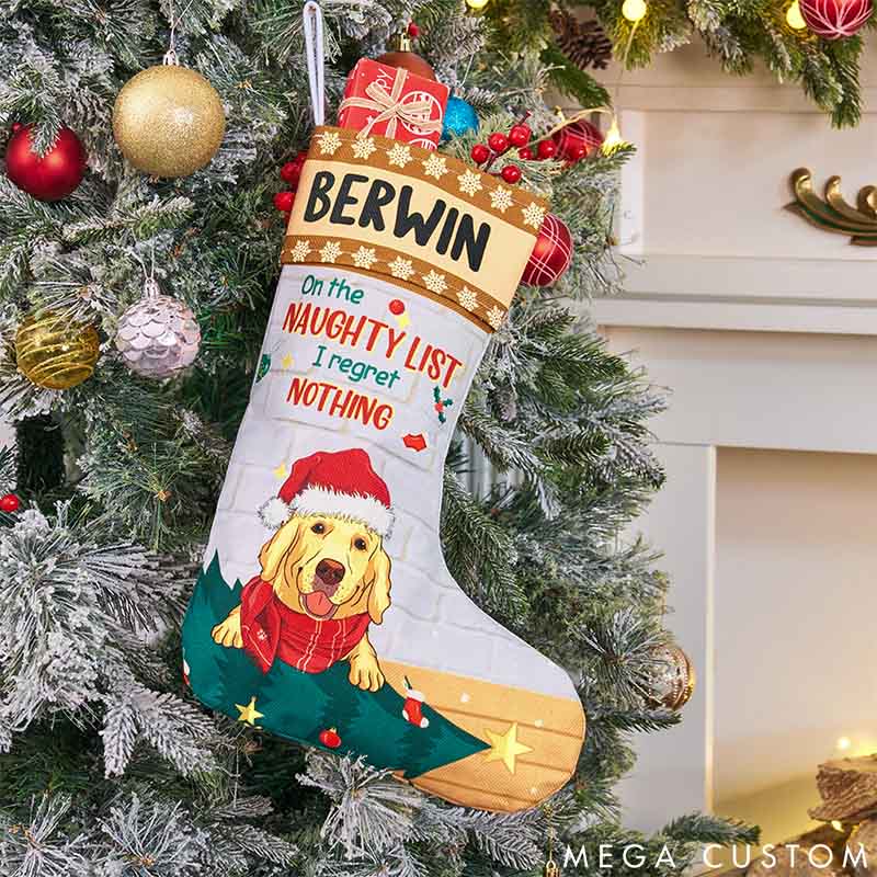 Personalized Dog Lover on the Naughty List I Regret Nothing Christmas Stockings