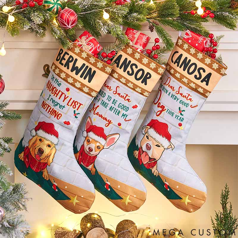 Personalized Dog Lover on the Naughty List I Regret Nothing Christmas Stockings