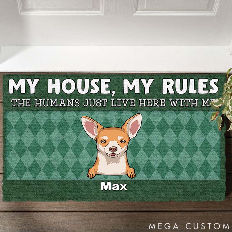 Personalized Dog Lover the Humans Live Here Doormat