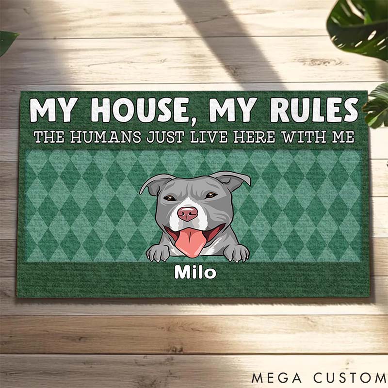 Personalized Dog Lover the Humans Live Here Doormat