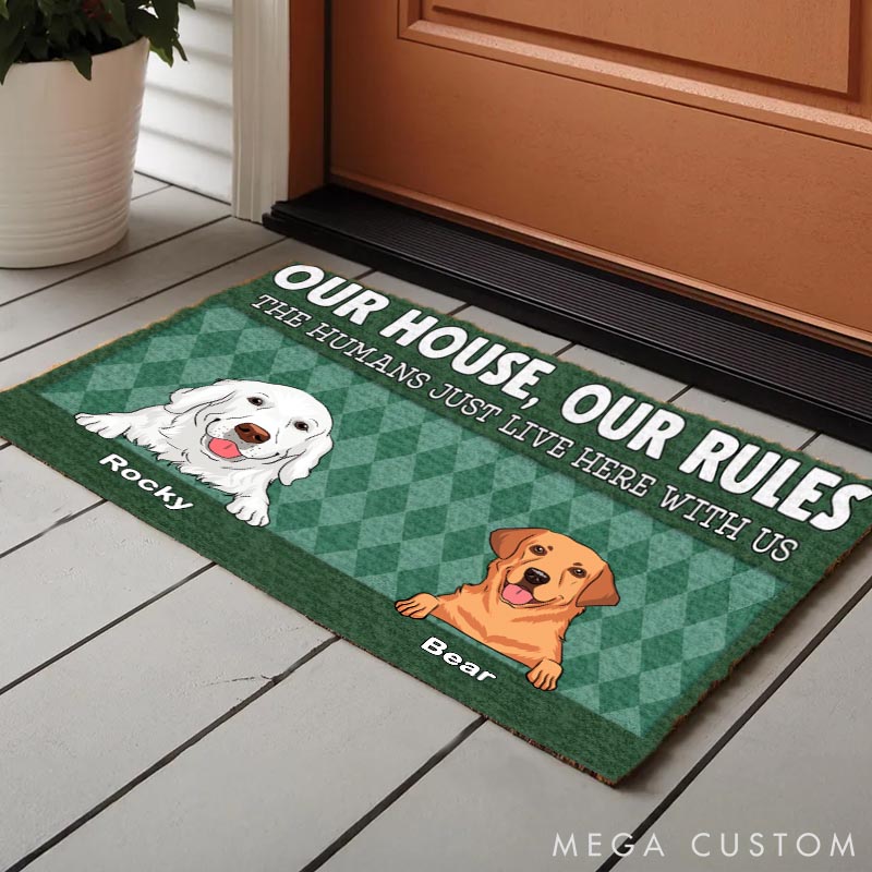 Personalized Dog Lover the Humans Live Here Doormat