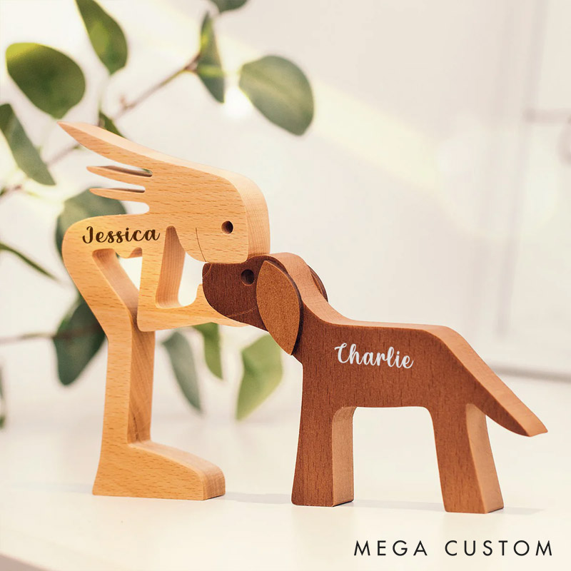 Personalized Dog Lover the Love between You and Your Fur Friend Wood Sculpture Table Ornaments