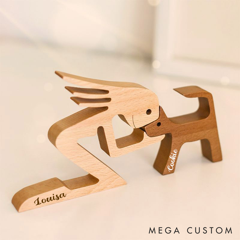Personalized Dog Lover the Love between You and Your Fur Friend Wood Sculpture Table Ornaments