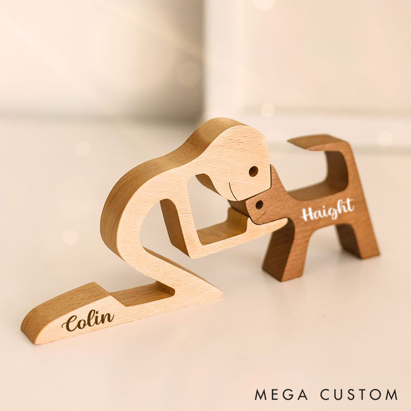 Personalized Dog Lover the Love between You and Your Fur Friend Wood Sculpture Table Ornaments