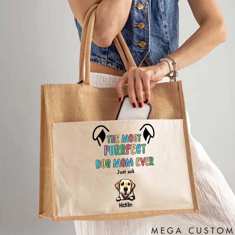 Personalized Dog Lover the Most Purrfect Dog Mom Ever Azabu Tote Bag
