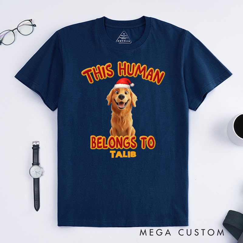 Personalized Dog Lover this Human Belongs to Lovely Dog Christmas T-Shirt