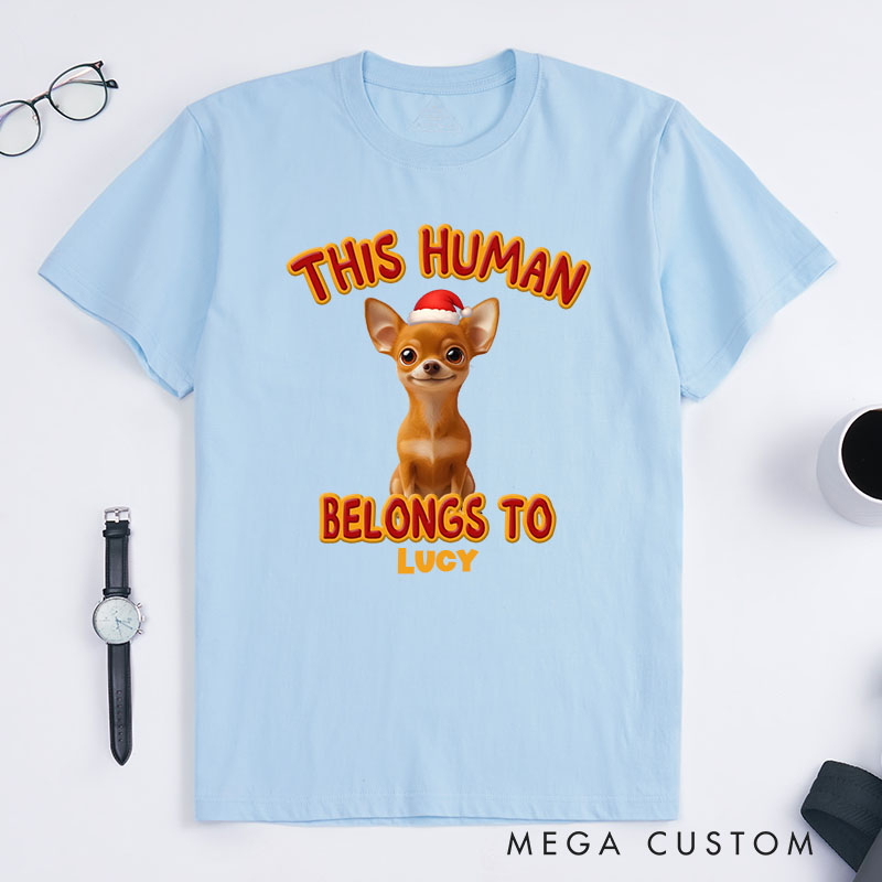 Personalized Dog Lover this Human Belongs to Lovely Dog Christmas T-Shirt