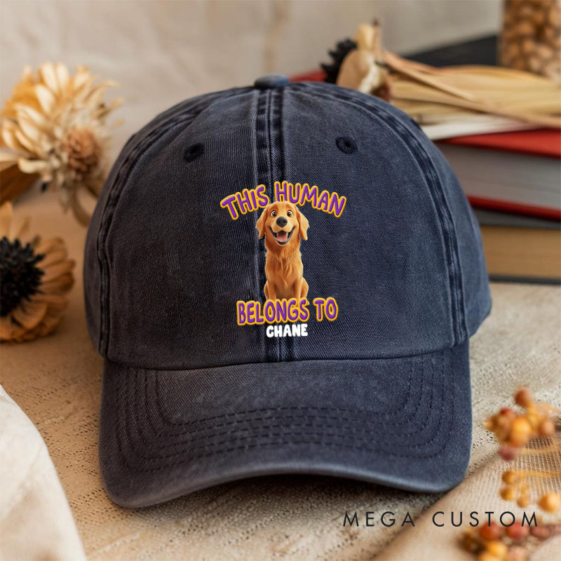Personalized Dog Lover this Human Belongs to Lovely Dog Washed Cap