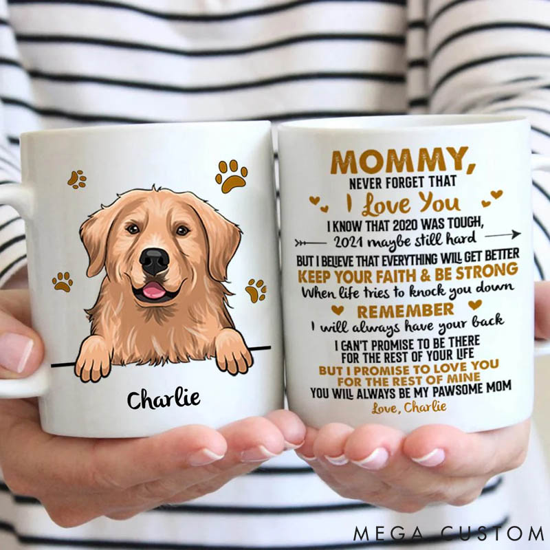 Personalized Dog Lover to Dog Mom Never Forget That I Love You Mugs