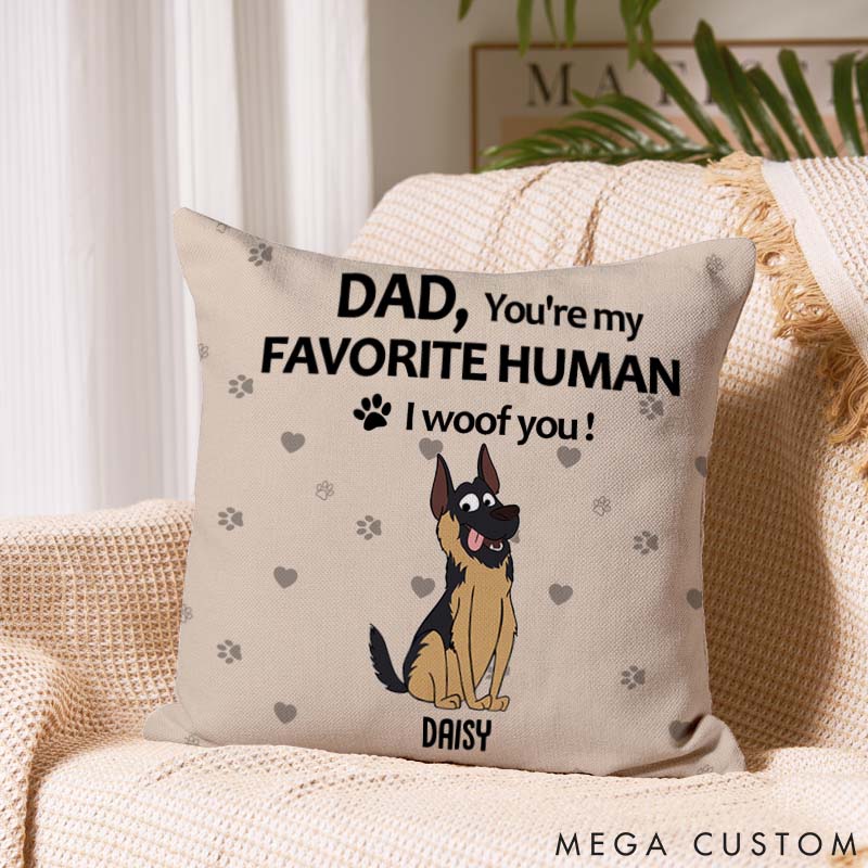 Personalized Dog Lover to My Favorite Human Dog Dad Throw Pillows