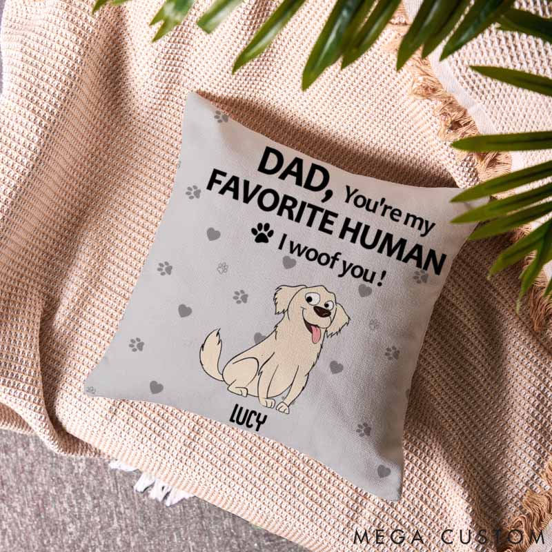 Personalized Dog Lover to My Favorite Human Dog Dad Throw Pillows