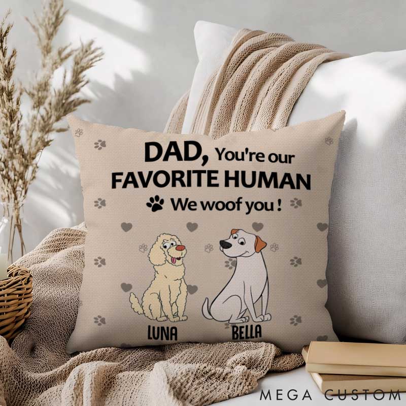 Personalized Dog Lover to My Favorite Human Dog Dad Throw Pillows