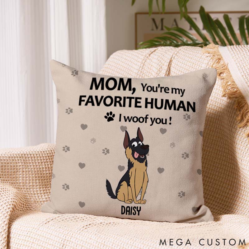 Personalized Dog Lover to My Favorite Human Dog Mom Throw Pillows