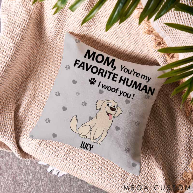 Personalized Dog Lover to My Favorite Human Dog Mom Throw Pillows