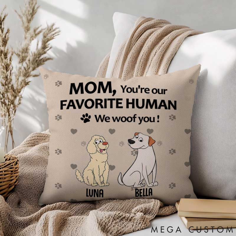 Personalized Dog Lover to My Favorite Human Dog Mom Throw Pillows