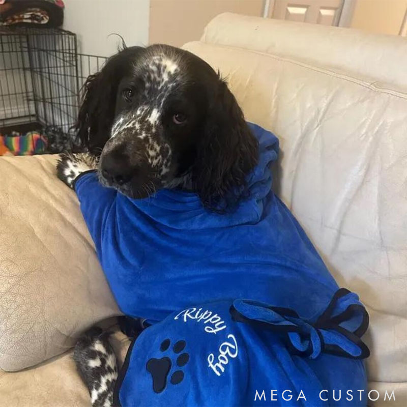 Personalized Dog Name Dog Towel with Hood Large Dog Bath Towel Embroidered Robe Muddy Paws Towel Gift for Pet Lover for Dog Lover