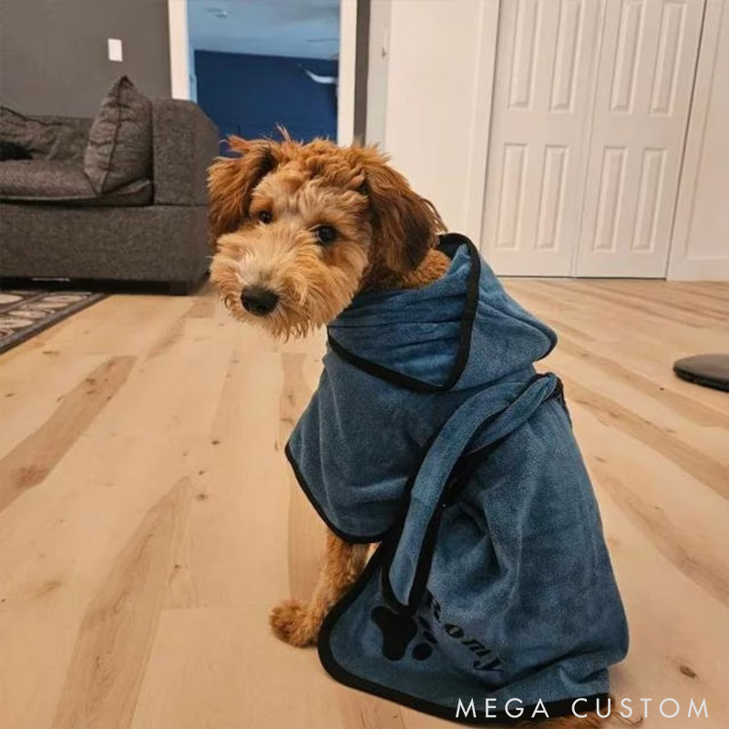 Personalized Dog Name Dog Towel with Hood Large Dog Bath Towel Embroidered Robe Muddy Paws Towel Gift for Pet Lover for Dog Lover