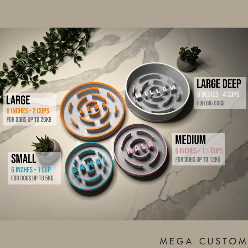 Personalized Dog Slow Feeder Bowl 3D Printed Gift for Pet Lover for Dog Lover