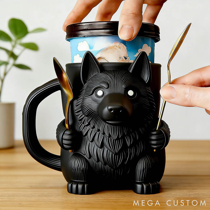 Personalized German Shepherd Ice Cream Pint Holder 3D Printed with Spoon Slots & Snack Drawer for Pet Pet Lover For Dog Lover