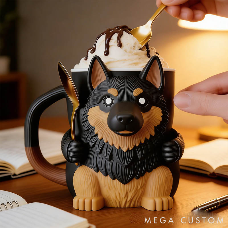 Personalized German Shepherd Ice Cream Pint Holder 3D Printed with Spoon Slots & Snack Drawer for Pet Pet Lover For Dog Lover