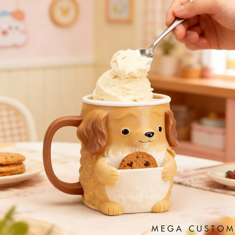 Personalized Golden Retriever Dog Ice Cream Pint Holder 3D Printed with Snack Drawer for Pet Pet Lover For Dog Lover