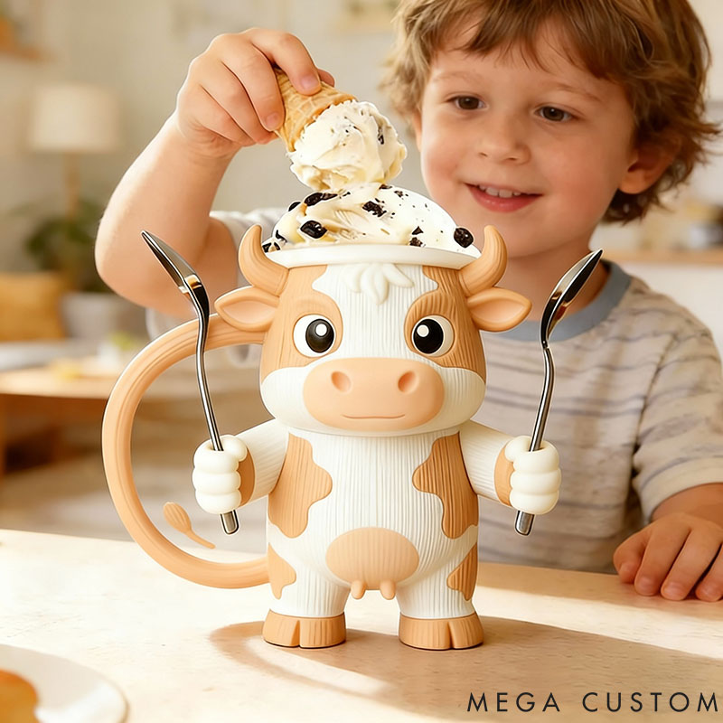 Personalized Highland Cow Ice Cream Pint Holder 3D Printed with Spoon Slots & Snack Drawer for Pet Lover For Cow Lover