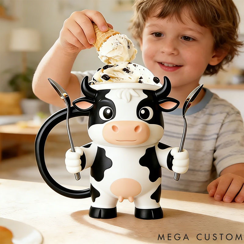 Personalized Highland Cow Ice Cream Pint Holder 3D Printed with Spoon Slots & Snack Drawer for Pet Lover For Cow Lover