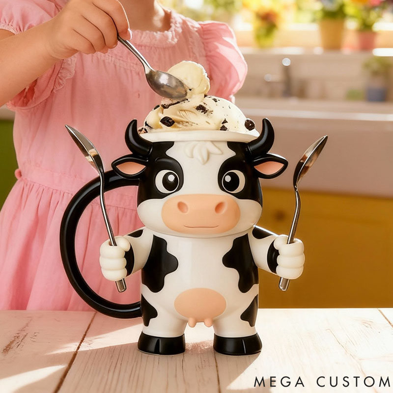Personalized Highland Cow Ice Cream Pint Holder 3D Printed with Spoon Slots & Snack Drawer for Pet Lover For Cow Lover