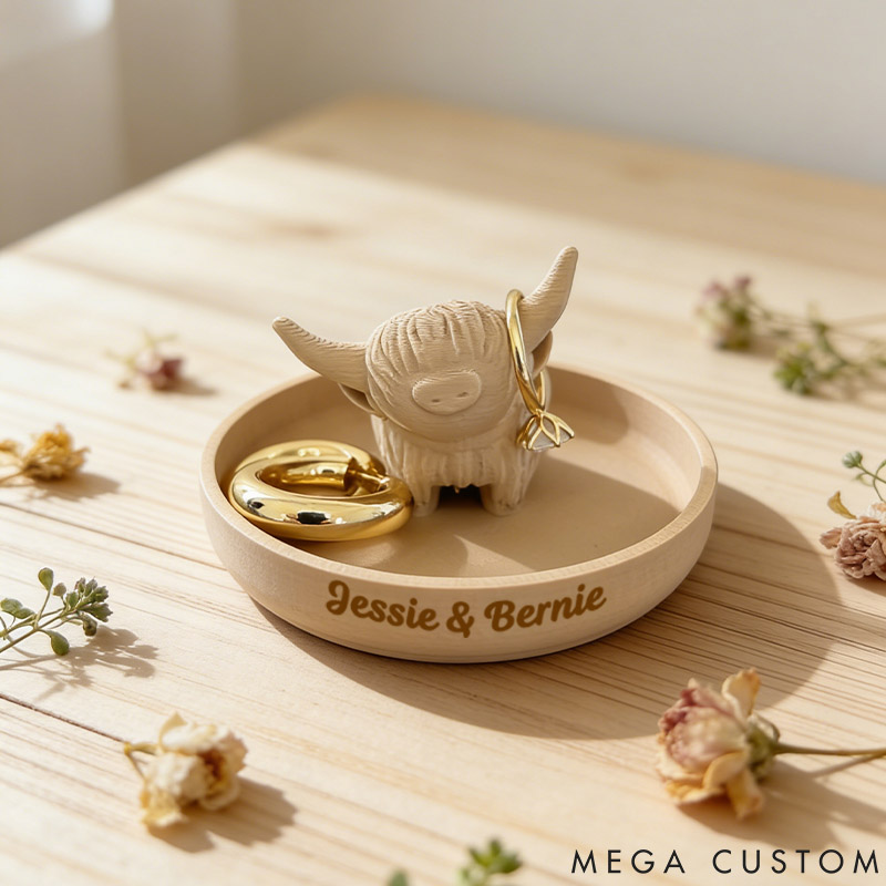 Personalized Highland Cow Ring Holder Dish Gift for Pet Lover for Cow Lover