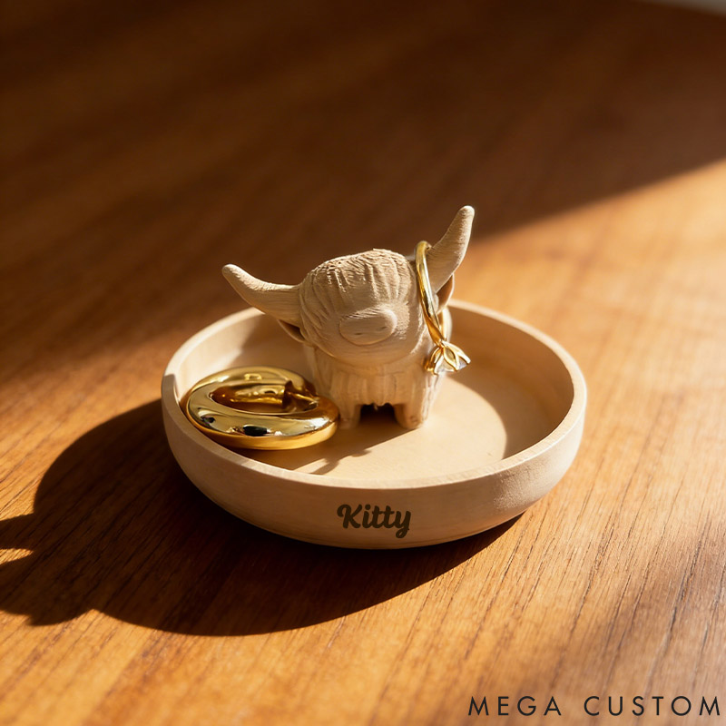 Personalized Highland Cow Ring Holder Dish Gift for Pet Lover for Cow Lover