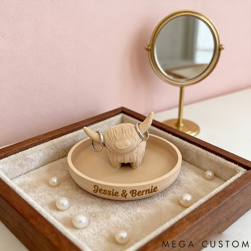 Personalized Highland Cow Ring Holder Dish Gift for Pet Lover for Cow Lover