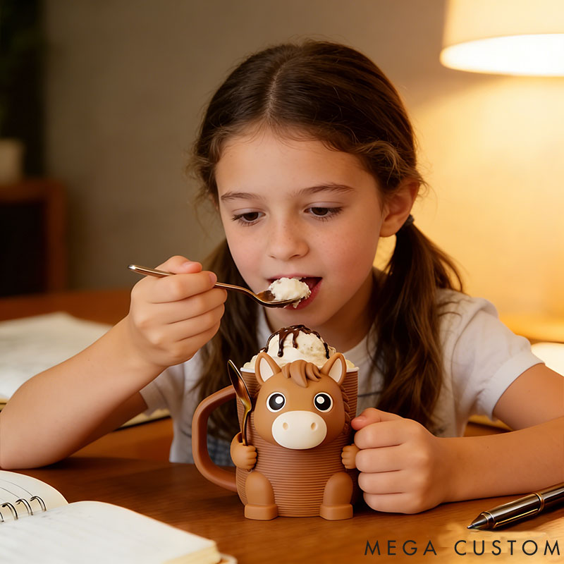 Personalized Horse Ice Cream Pint Holder 3D Printed with Spoon Slots & Snack Drawer for Pet Pet Lover For Dog Lover