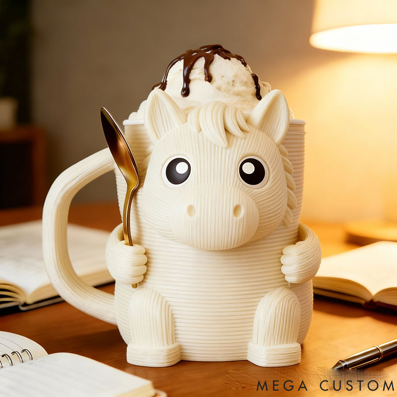 Personalized Horse Ice Cream Pint Holder 3D Printed with Spoon Slots & Snack Drawer for Pet Pet Lover For Dog Lover