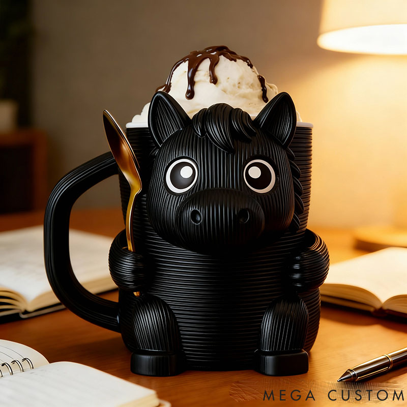 Personalized Horse Ice Cream Pint Holder 3D Printed with Spoon Slots & Snack Drawer for Pet Pet Lover For Dog Lover