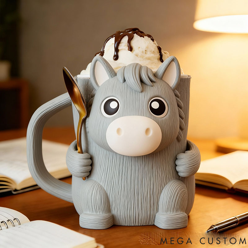 Personalized Horse Ice Cream Pint Holder 3D Printed with Spoon Slots & Snack Drawer for Pet Pet Lover For Dog Lover