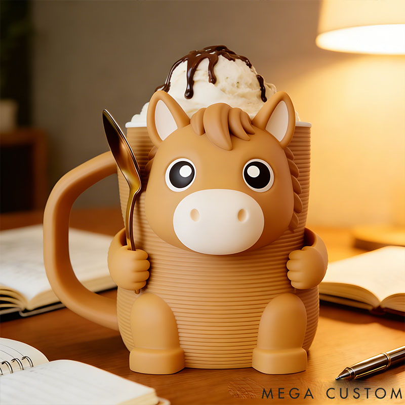 Personalized Horse Ice Cream Pint Holder 3D Printed with Spoon Slots & Snack Drawer for Pet Pet Lover For Dog Lover