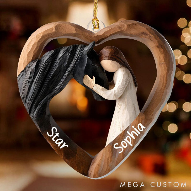 Personalized Horse Lover Custom Names Girl and Horse Gift Christmas Ornament