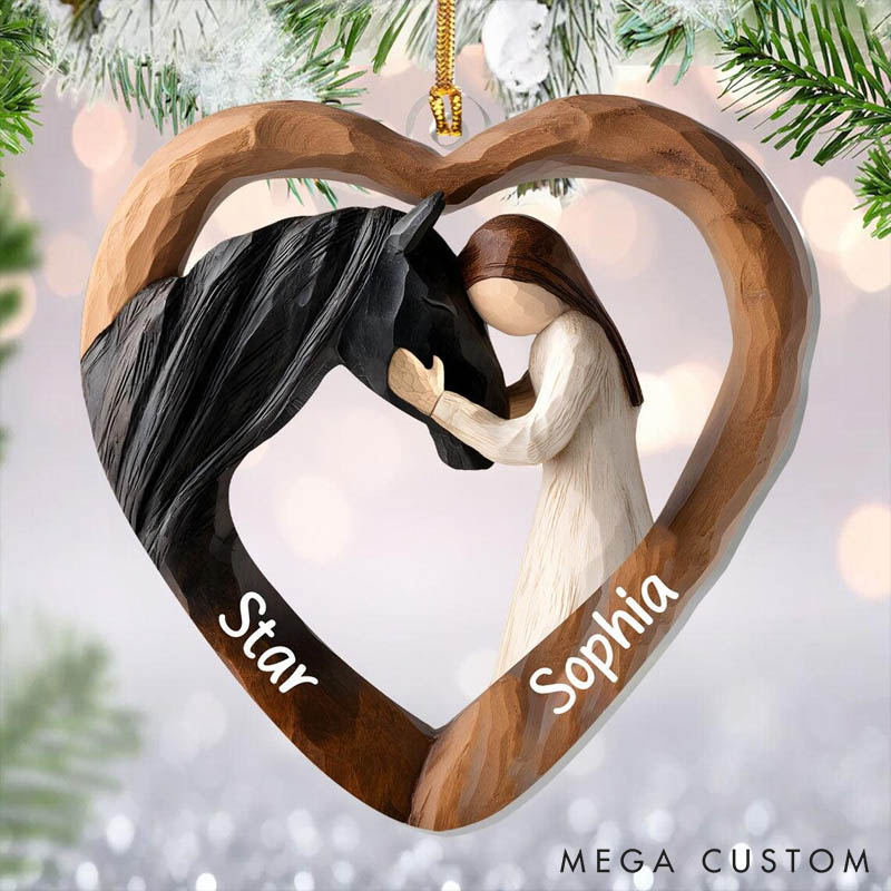 Personalized Horse Lover Custom Names Girl and Horse Gift Christmas Ornament