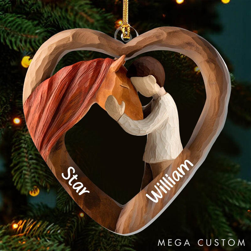 Personalized Horse Lover Custom Names Girl and Horse Gift Christmas Ornament