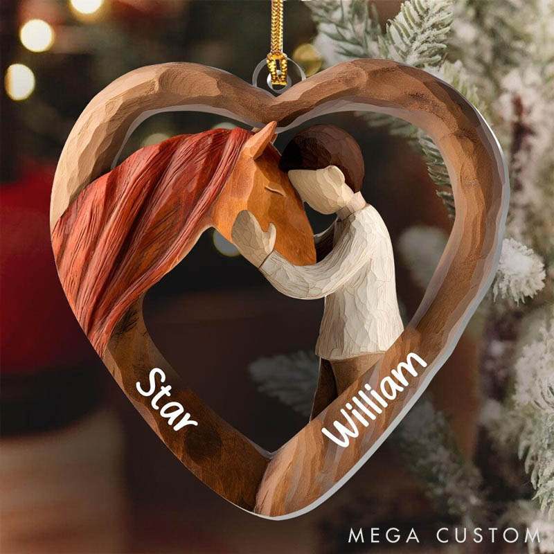 Personalized Horse Lover Custom Names Girl and Horse Gift Christmas Ornament