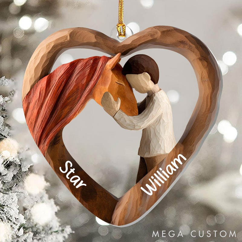 Personalized Horse Lover Custom Names Girl and Horse Gift Christmas Ornament